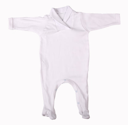 2-Pack Blank Babygros With Crossover Collar In 100% Cotton - White
