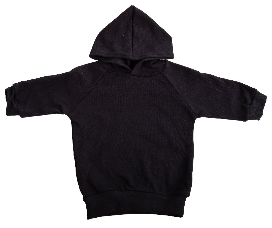 Black long sleeved hoodie made from 100% cotton 
