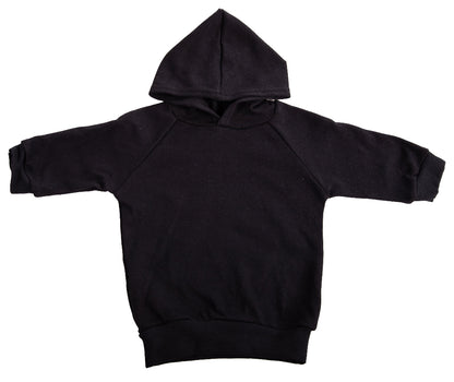 Black long sleeved hoodie made from 100% cotton 