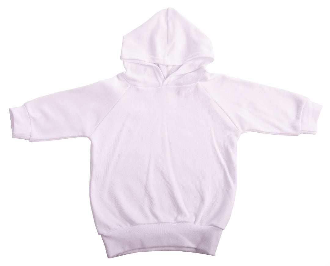 100% cotton soft white Long Sleeved Baby Hoodie